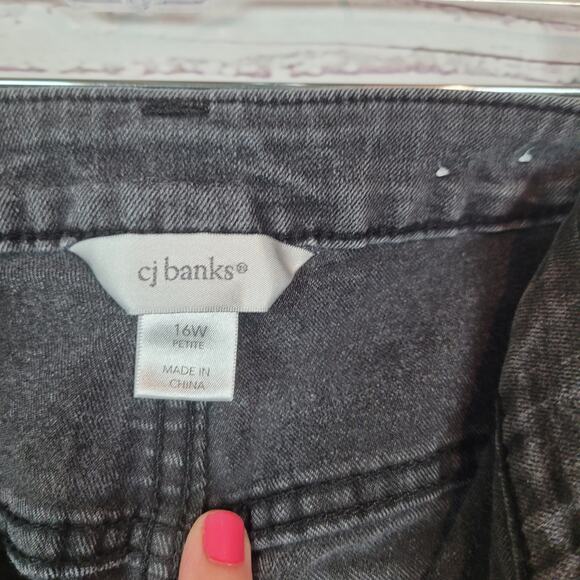 CJ Banks Gray Denim Sequin Bling Grunge Preppy Capri Jeans Womans Size 16WP - Picture 4 of 5
